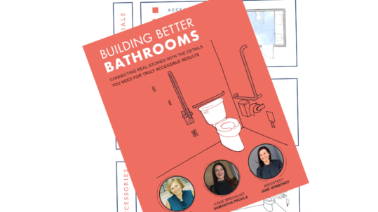 Cover photo of book titled "Building Better Bathrooms".