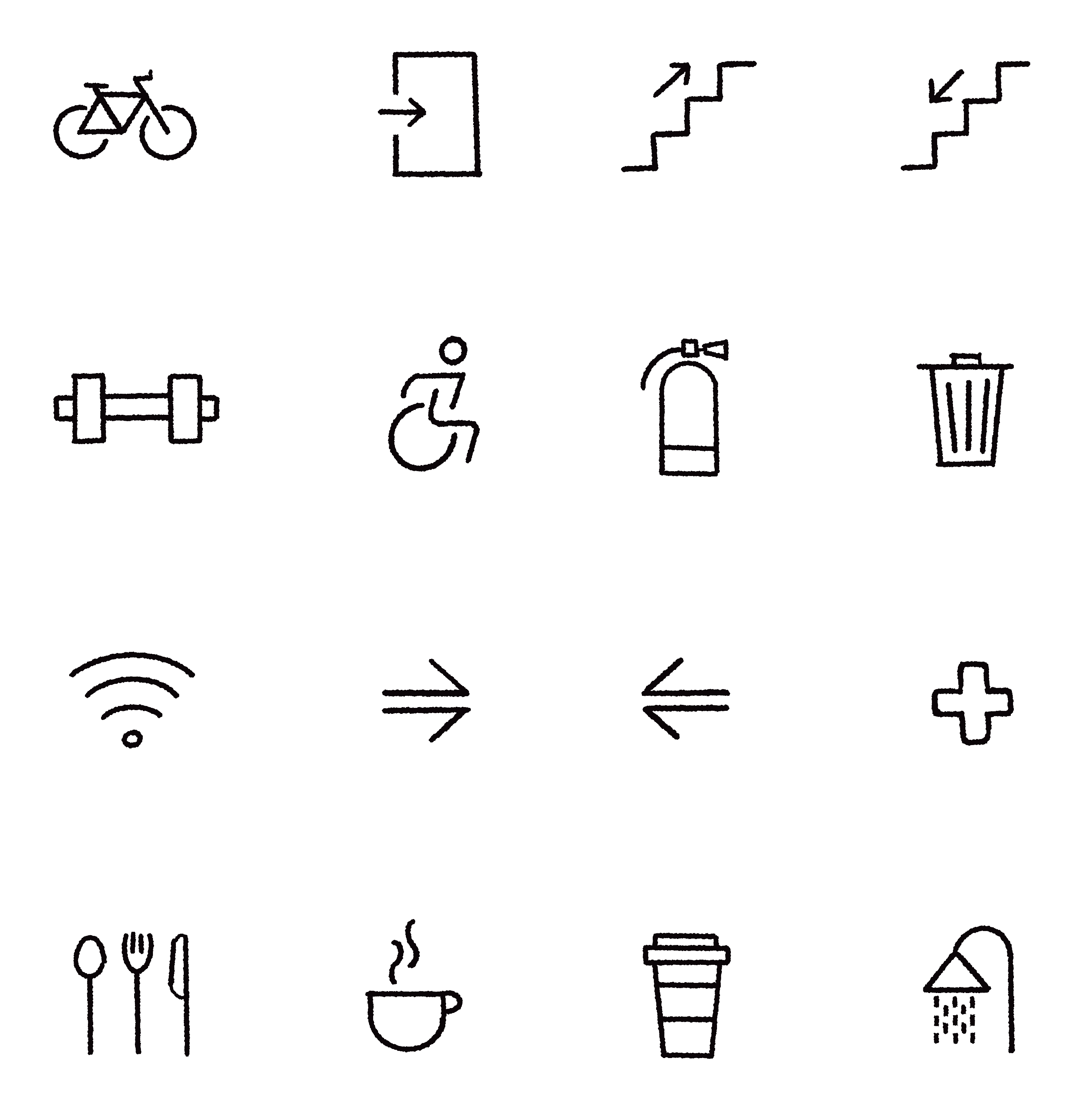 hand drawn wayfinding pictogram icons